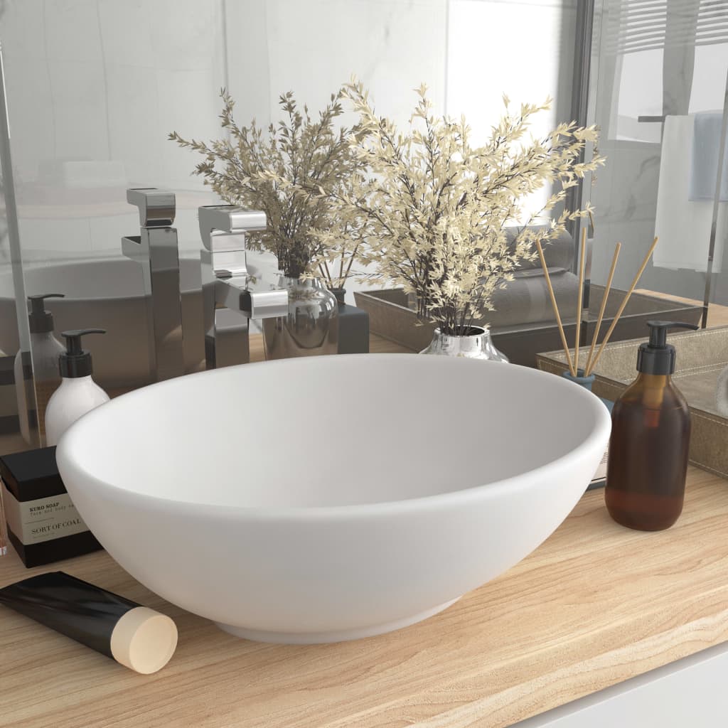 Vidaxl WashBasin oval 40x33 cm keramična mat bela