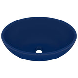 VidaXL Washbasin oval 40x33 cm ceramic matt dark blue