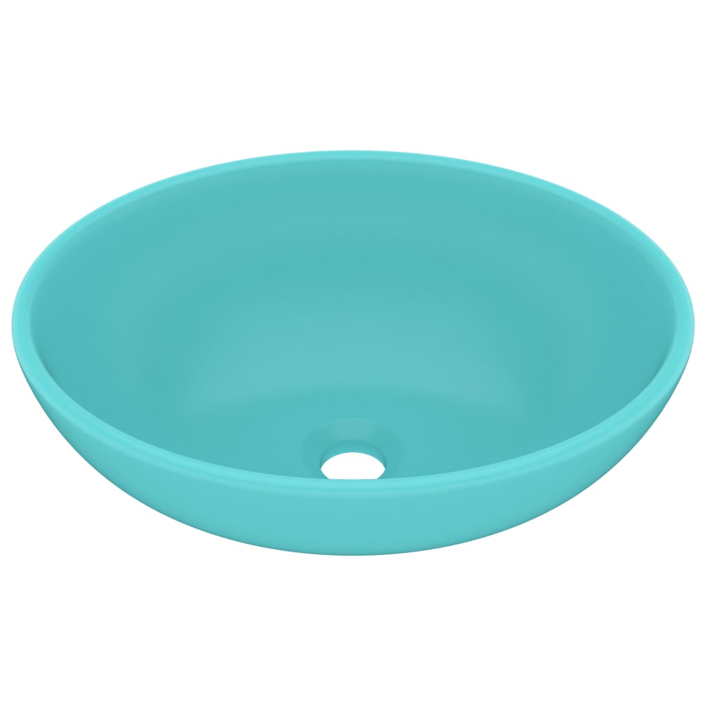 VidaXL Washbasin oval 40x33 cm ceramic matt light green