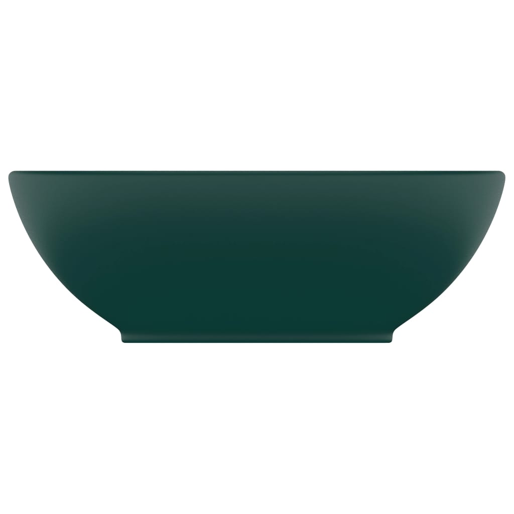 Vidaxl Washbasin Oval 40x33 cm ceramiczny matowy ciemnozielony