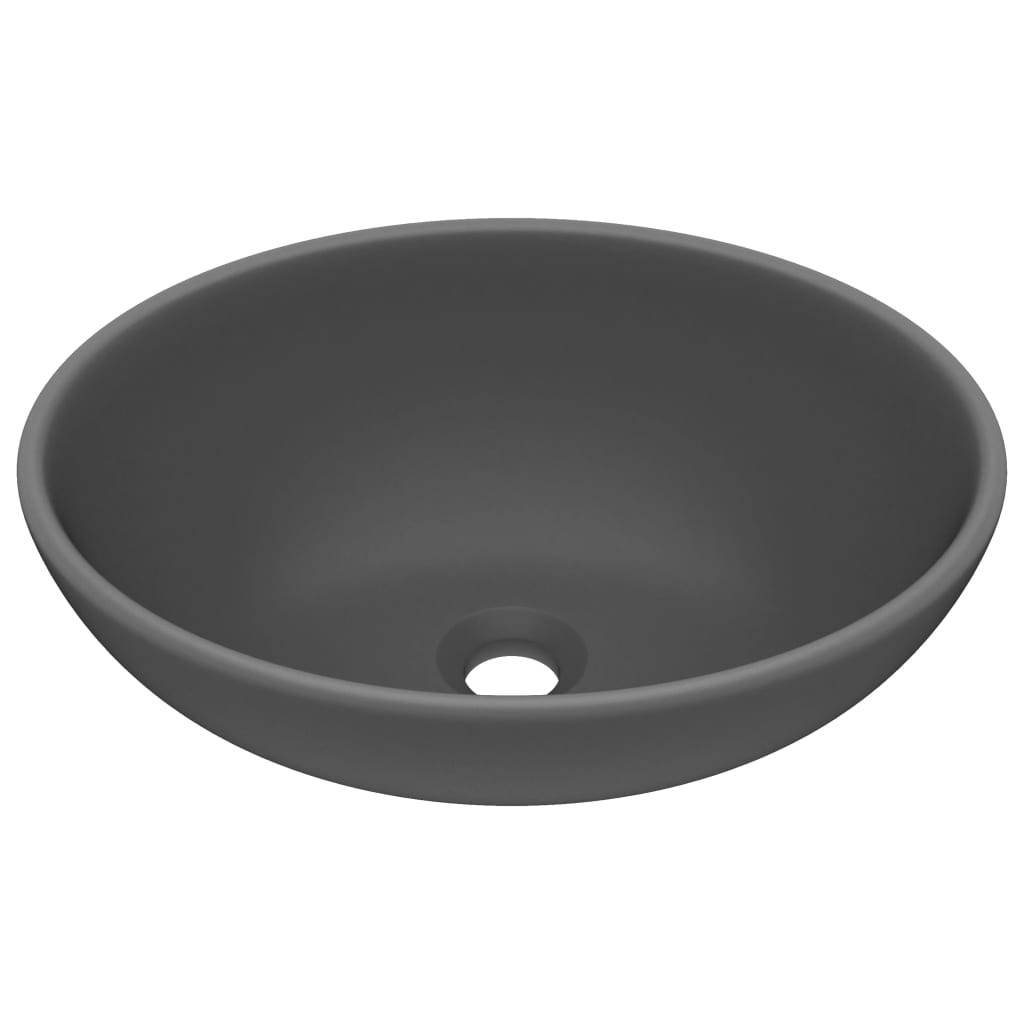 Vidaxl wastbasin oval 40x33 cm ceramic Mat donkel gro