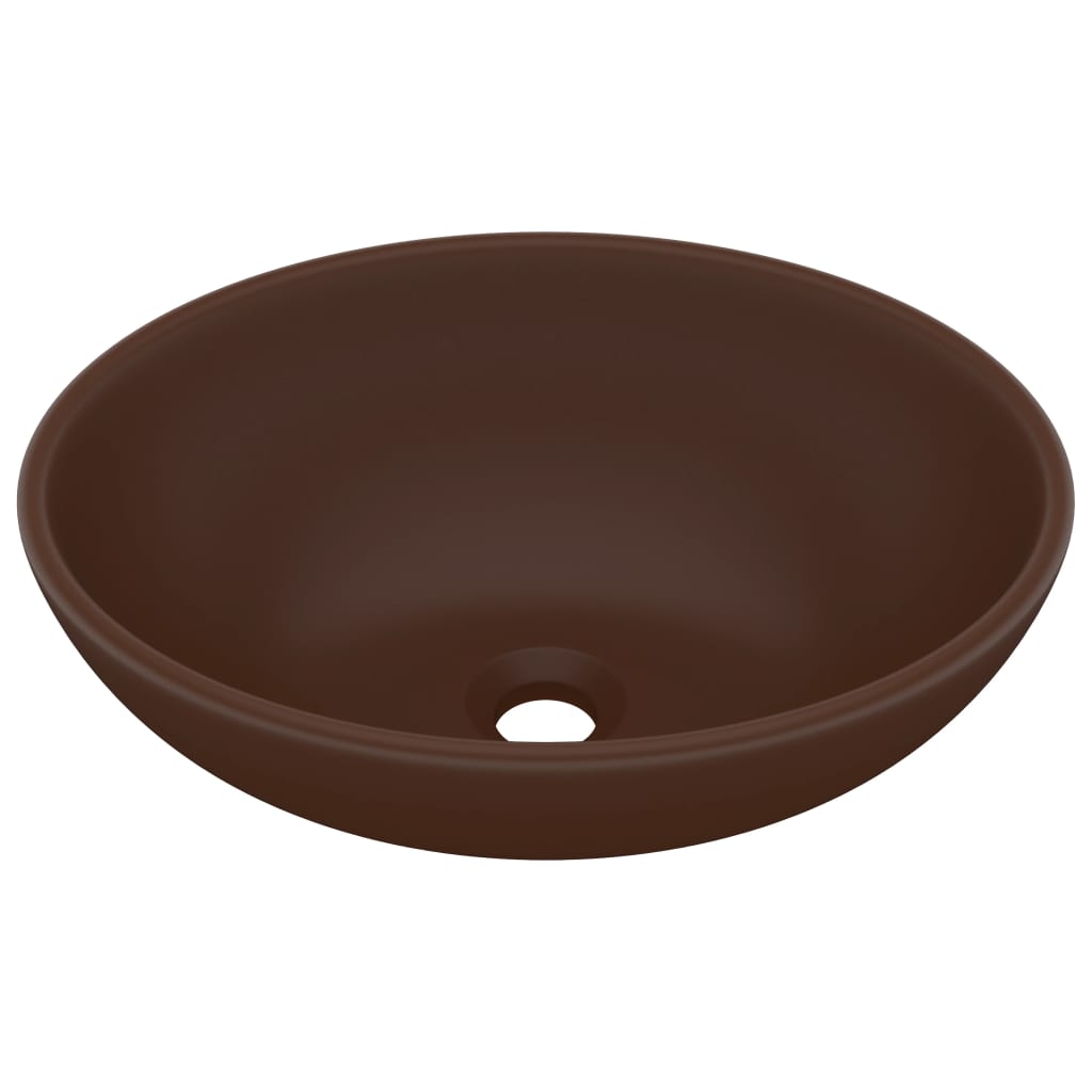 Vidaxl Washbasin Oval 40x33 cm keramic Matt Dark Brown