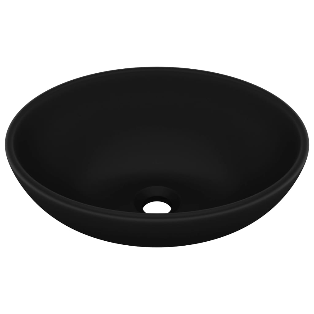 VidaXL Washbasin Oval 40x33 cm Ceramic matte black