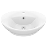 VidaXL Washbasin with landing oval 58.5x39 cm Ceramic Mat white