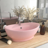 Vidaxl Washbasin med landing oval 58,5x39 cm keramisk satpoze