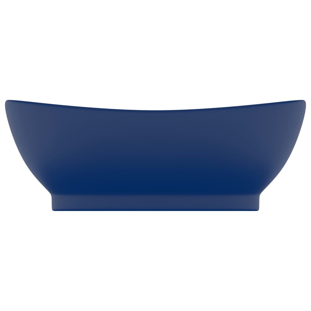 Vidaxl Washbasin z pristaniščem oval 58,5x39 cm keramika matt temno modra