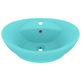 Vidaxl Washbasin med landing Oval 58,5x39 cm keramisk matt lys grønn