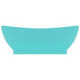 Vidaxl Washbasin med landing oval 58,5x39 cm keramisk Matt Light Green