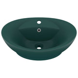 Vidaxl Washbasin med landing oval 58,5x39 cm keramisk matt mørkegrøn