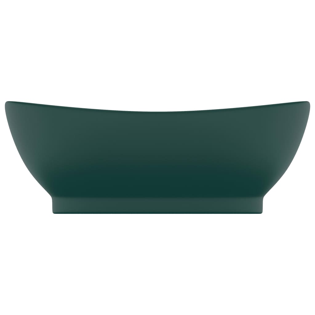 Vidaxl Washbasin z lądującym owalnym 58,5x39 cm ceramiczny Matt Dark Green