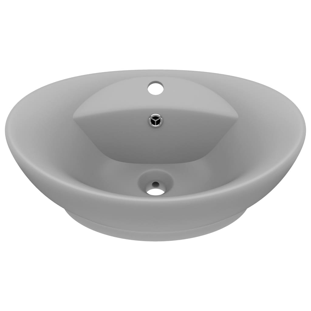 VidaXL Washbasin with landing oval 58.5x39 cm ceramic matt light gray