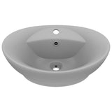 VidaXL Washbasin with landing oval 58.5x39 cm ceramic matt light gray