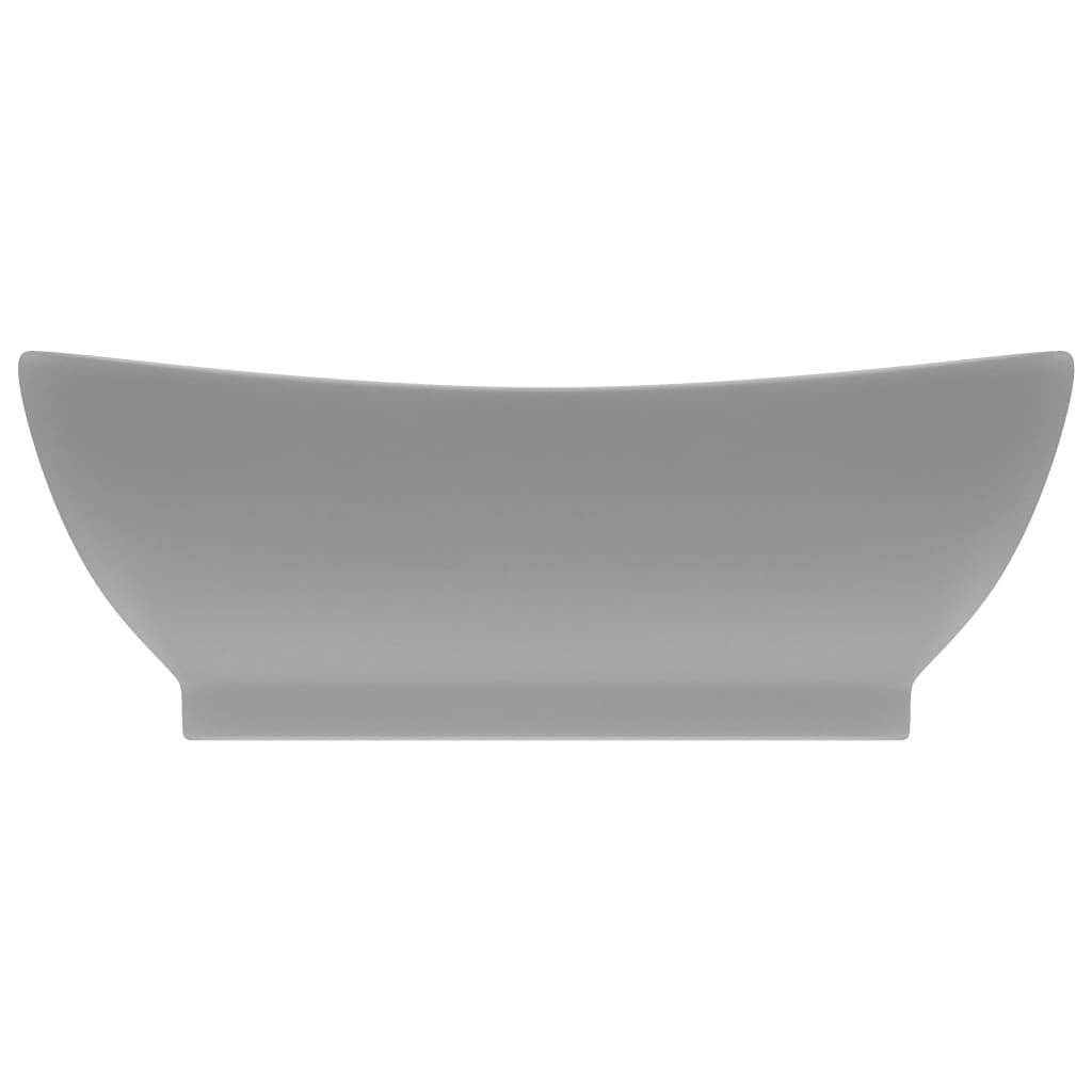 Vidaxl Washbasin med landing Oval 58,5x39 cm keramisk matt lysegrå