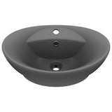 VidaXL Washbasin with landing oval 58.5x39 cm ceramic matt dark gray