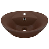 Vidaxl Washbasin med landing oval 58,5x39 cm keramisk matt mørkebrun