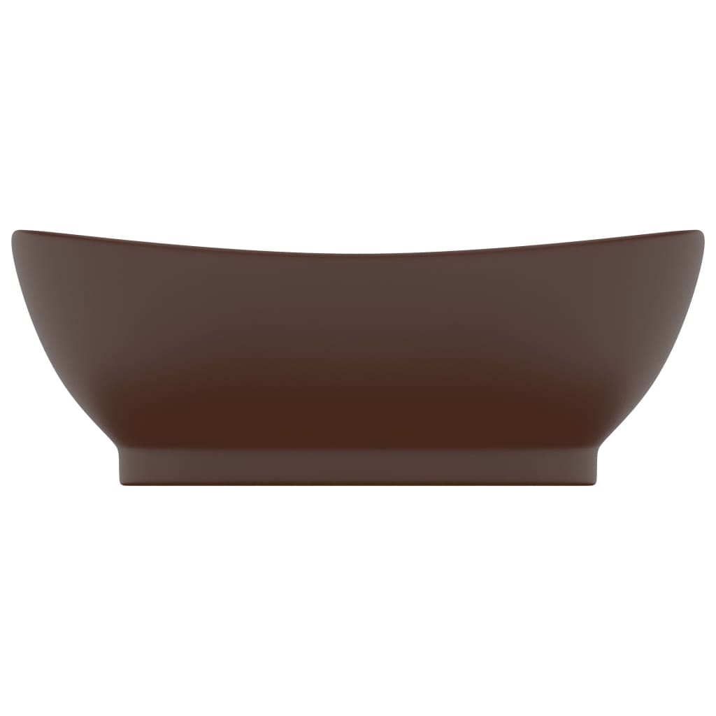 Vidaxl Washbasin med landing oval 58,5x39 cm keramisk matt mørkebrun