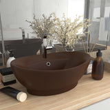 VidaXL Washbasin with landing oval 58.5x39 cm ceramic matt dark brown