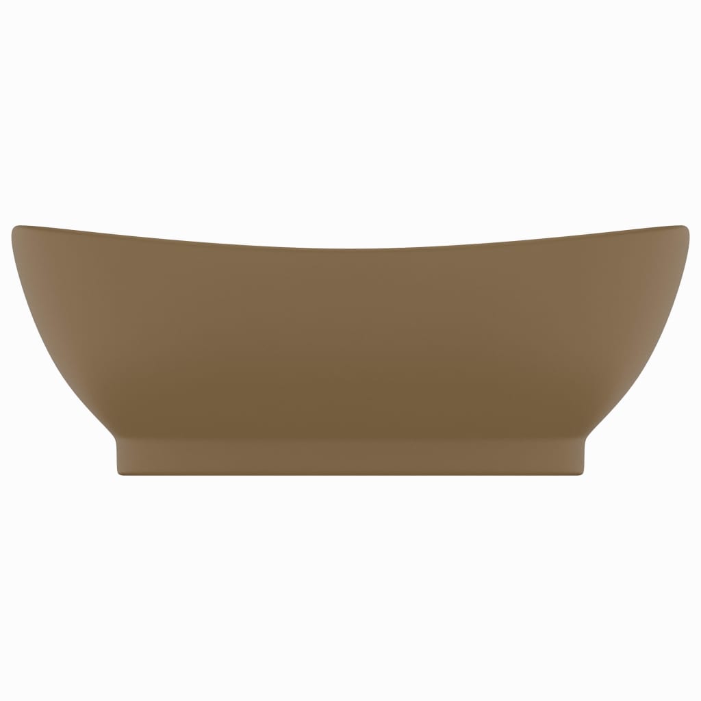 VidaXL Washbasin with landing oval 58.5x39 cm ceramic mat cream