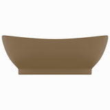 Vidaxl Washbasin z lądującym owalnym 58,5x39 cm ceramicznym kremem maty