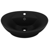 Vidaxl Washbasin z pristaniščem oval 58,5x39 cm keramična mat črna