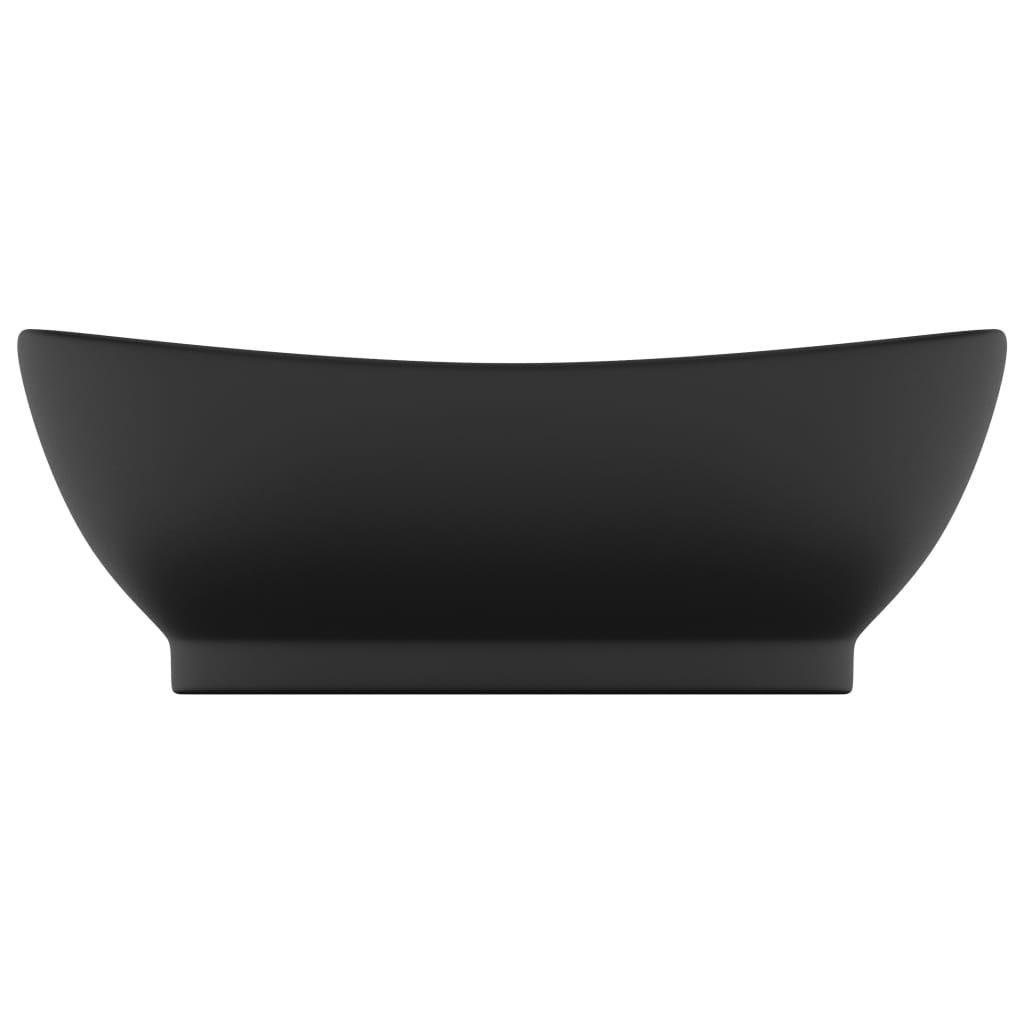 Vidaxl Washbasin z pristaniščem oval 58,5x39 cm keramična mat črna