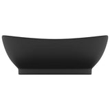 Vidaxl Washbasin z pristaniščem oval 58,5x39 cm keramična mat črna