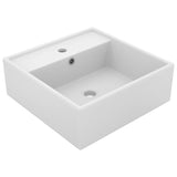 VidaXL Washbasin with landing square 41x41 cm Ceramic Mat White