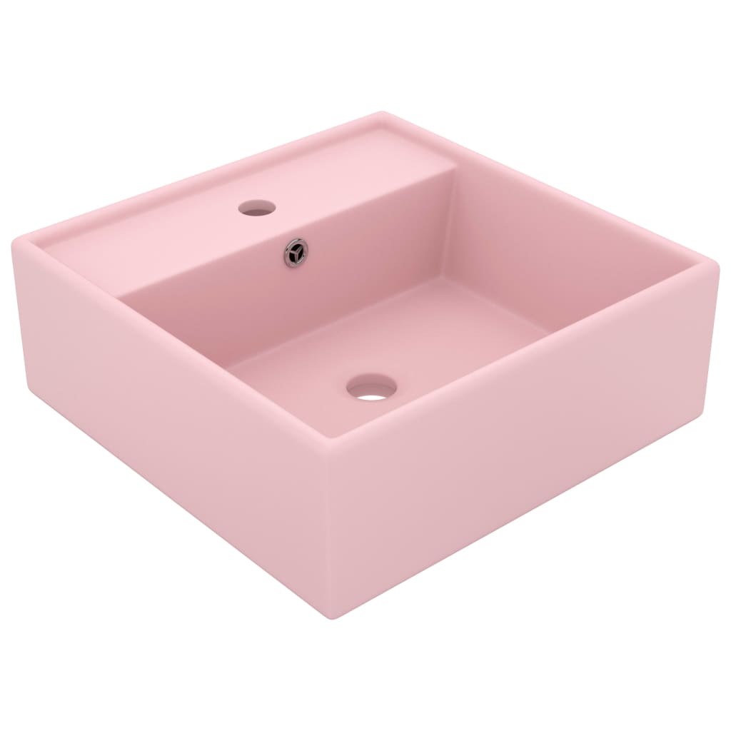 Vidaxl Washbasin med Landing Square 41x41 cm keramisk sål lyserød