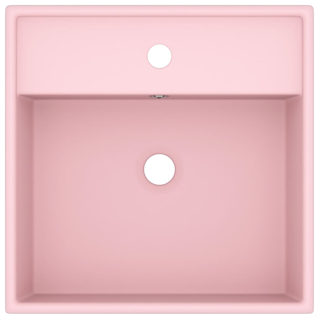 VidaXL Washbasin with landing square 41x41 cm Ceramic sole pink