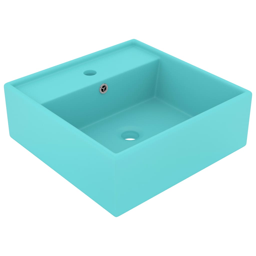 VidaXL Washbasin with landing square 41x41 cm ceramic matt light green