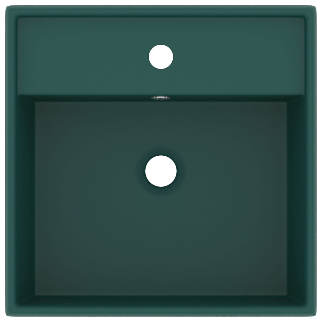 Vidaxl Washbasin with landing square 41x41cm ceramic matt dark green