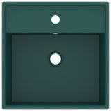 Vidaxl Washbasin with landing square 41x41cm ceramic matt dark green