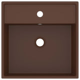 VidaXL Washbasin with landing square 41x41cm ceramic matt dark brown