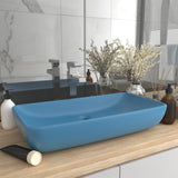 Vidaxl Washbasin Rectangular 71x38 cm Ceramic Matt Blu chiaro