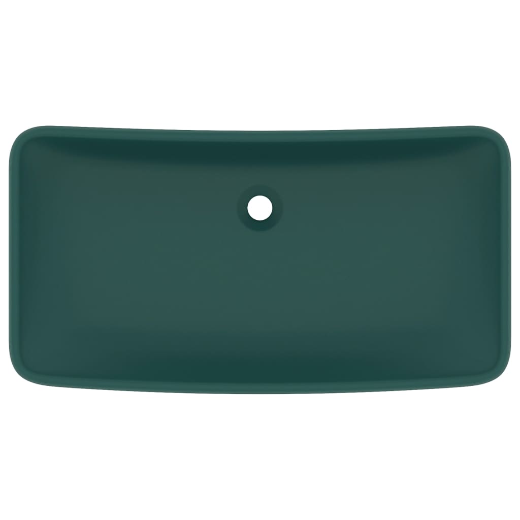 Vidaxl Washbasin rektangulær 71x38 cm keramisk mat mørkegrøn