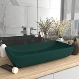 Vidaxl Washbasin rektangulær 71x38 cm keramisk mat mørkegrøn