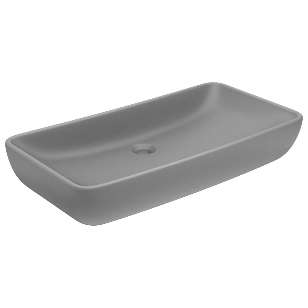 Vidaxl Washbasin rektangulær 71x38 cm keramisk matt lys grå