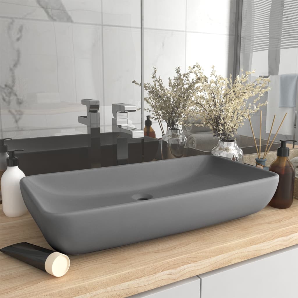 Vidaxl Washbasin Rectangular 71x38 cm keramic matný světle šedá