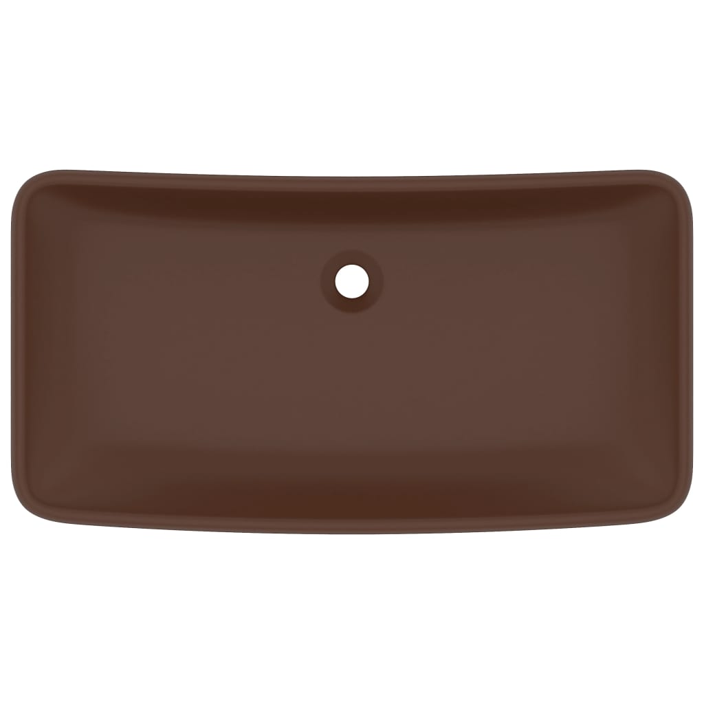 Vidaxl Washbasin Rectangulaire 71x38 cm Céramique Matt brun foncé