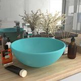 Vidaxl Washbasin Round 32.5x14 cm Ceramic Matt Green