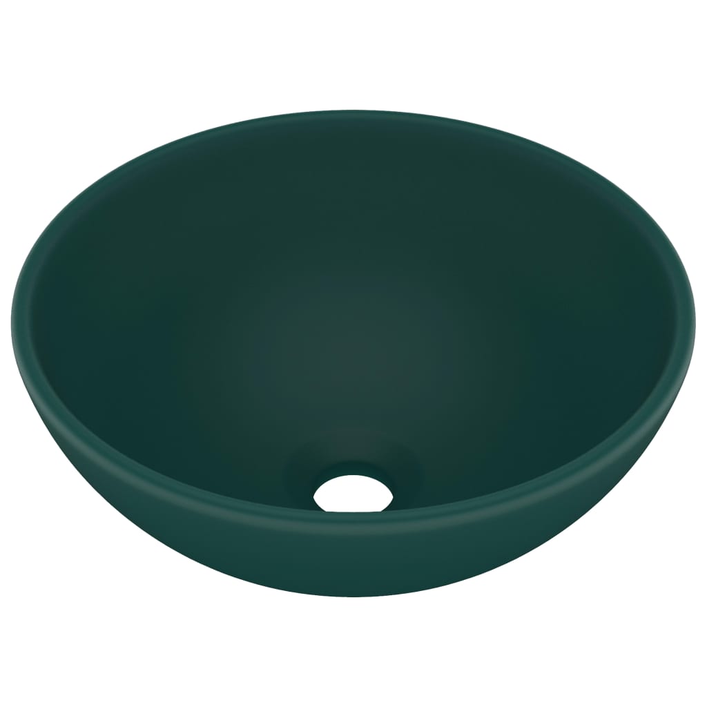 Vidaxl Washbasin Round 32.5x14 cm keramisk mat mørkegrønn