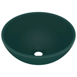 VidaXL Washbasin Round 32.5x14 cm Ceramic Mat Dark Green