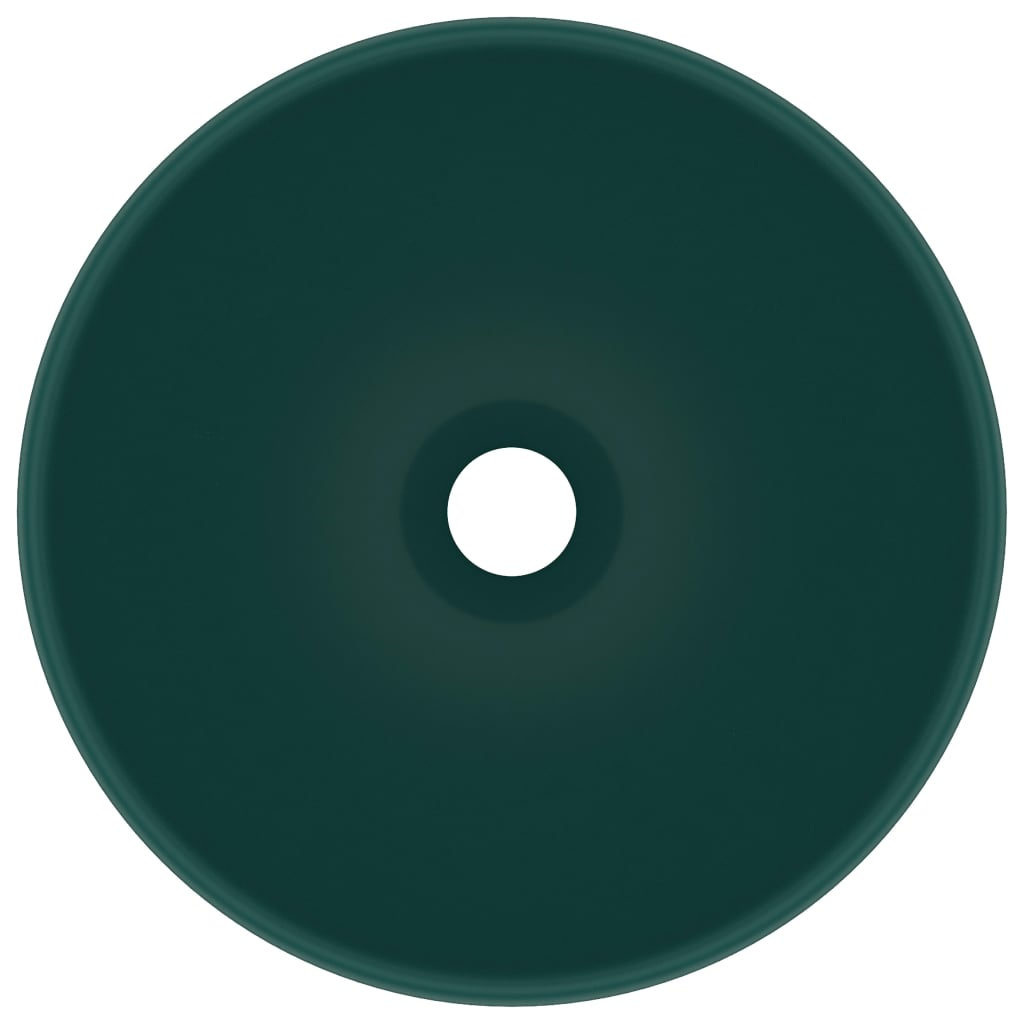 VidaXL Washbasin Round 32.5x14 cm Ceramic Mat Dark Green