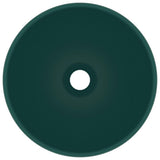 VidaXL Washbasin Round 32.5x14 cm Ceramic Mat Dark Green