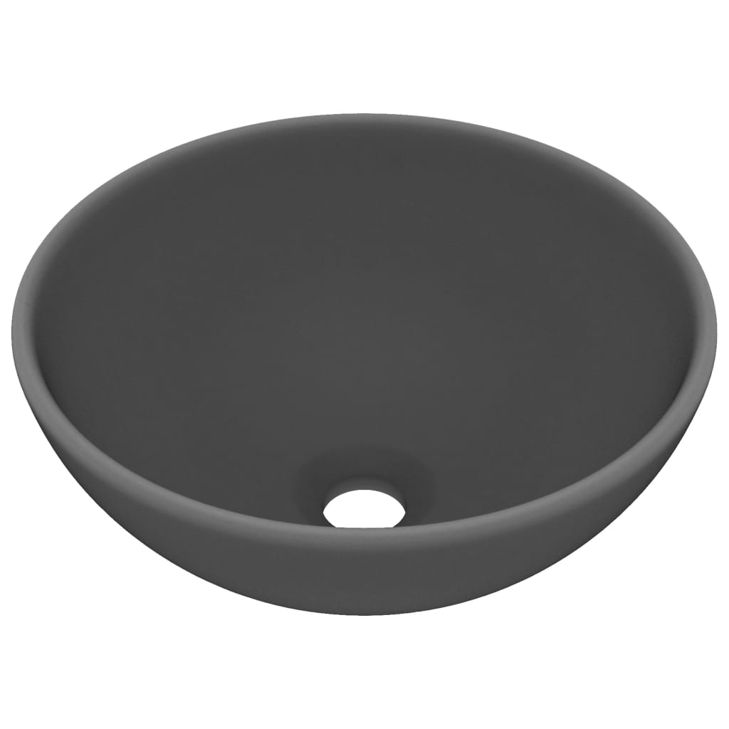 Vidaxl Washbasin Ronda 32.5x14 CM Mat de cerámica Gray Dark Grey