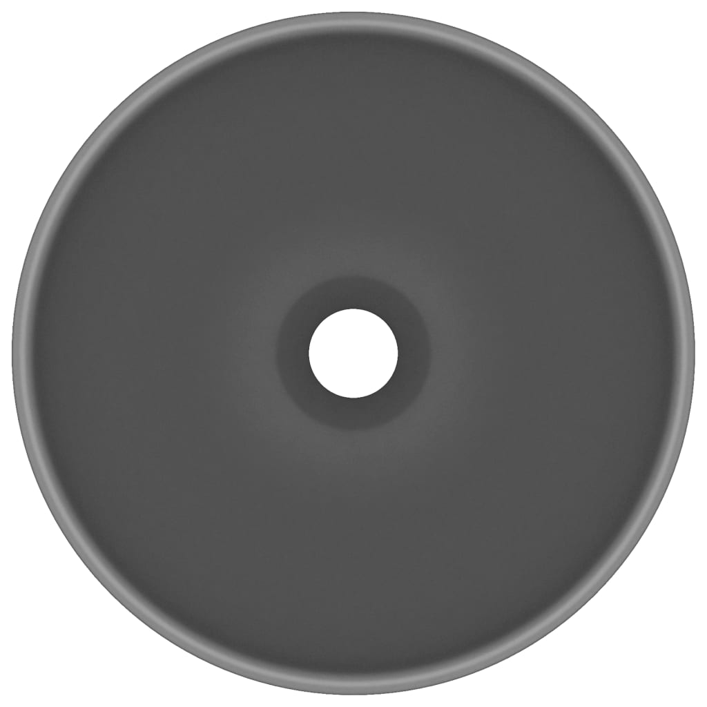 VidaXL Washbasin Round 32.5x14 cm Ceramic Mat Dark Gray