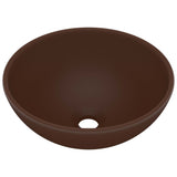 Vidaxl Washbasin Round 32.5x14 cm Ceramic Matt Brown scuro