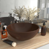 VidaXL Washbasin Round 32.5x14 cm Ceramic matt dark brown