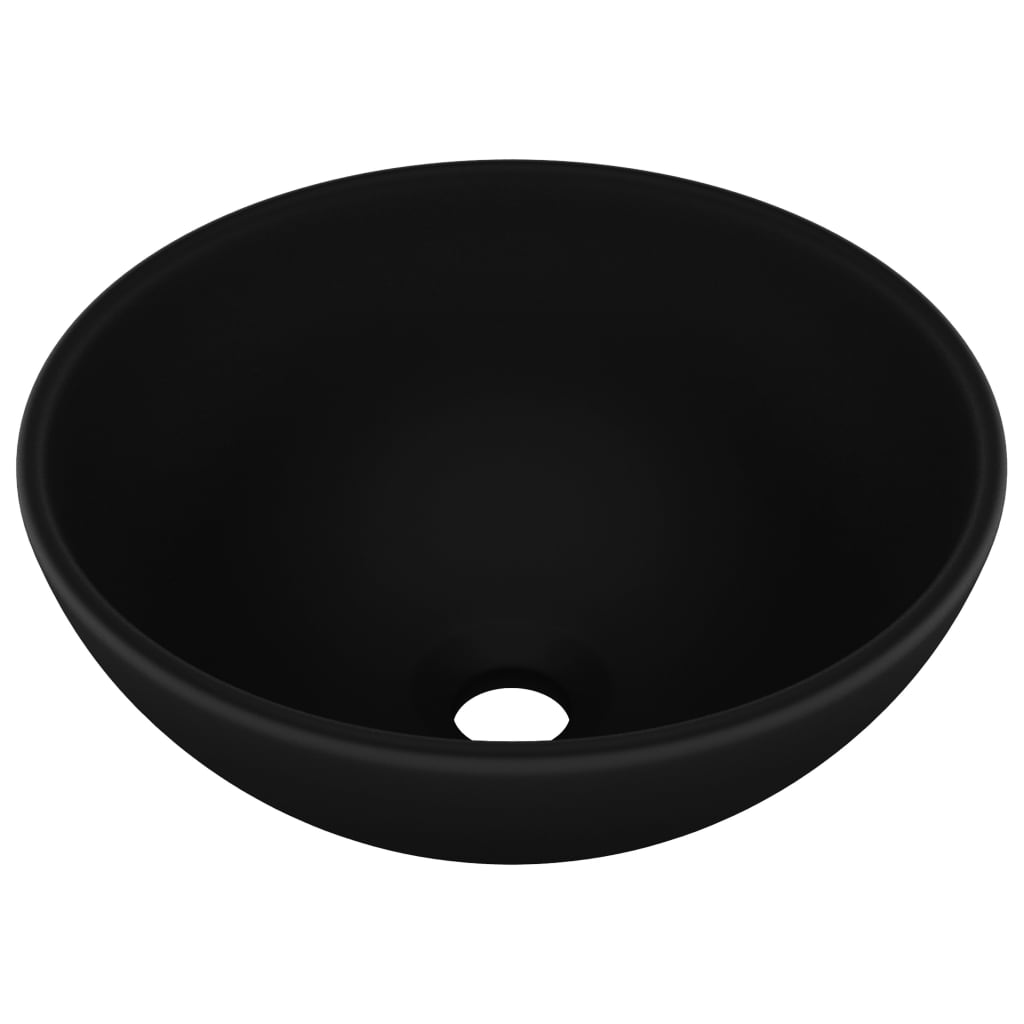 VidaXL Washbasin Round 32.5x14 cm Ceramic matte black