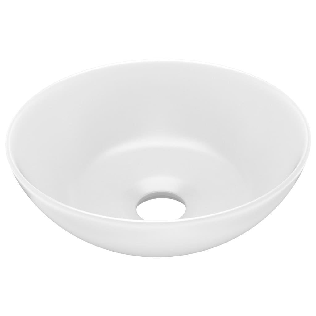 VidaXL Washbasin Round Ceramic Mat White